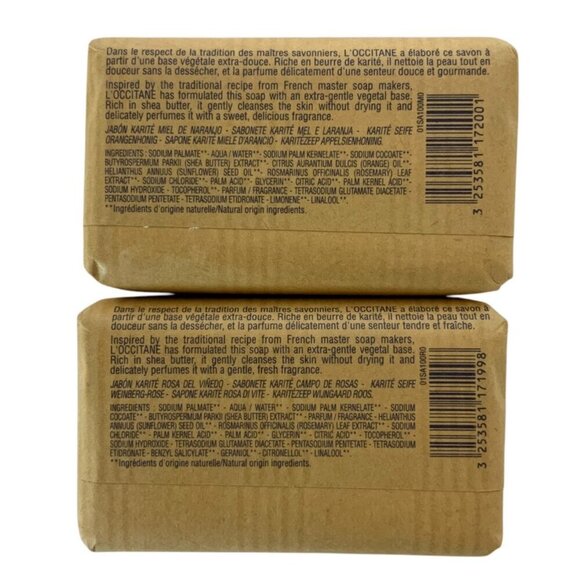 L'Occitane Shea Butter Soap Duo 3.5 Oz Vineyard Rose & Honey Orange Blossom - Picture 3 of 3